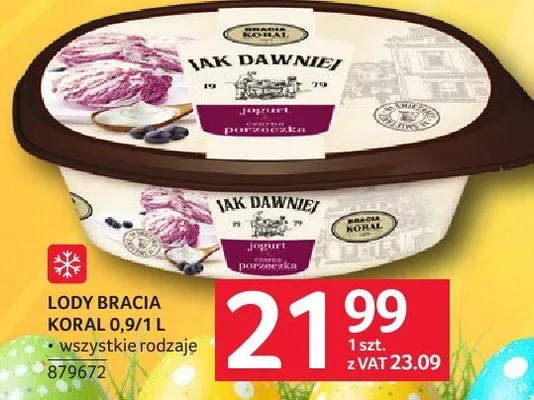 Lody Bracia Koral 0,9/1 l promocja w Selgros