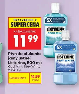 Płyn do płukania jamy ustnej Listerine Cool Mint promocja w Biedronka