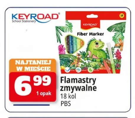Flamastry zmywalne Keyroad 18 kolorów promocja w Leclerc