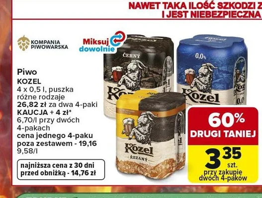 Piwo Kozel Ležák 4-pak promocja w Carrefour