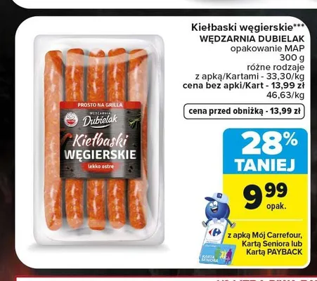 Kiełbaski węgierskie Wędzarnia Dubielak promocja w Carrefour