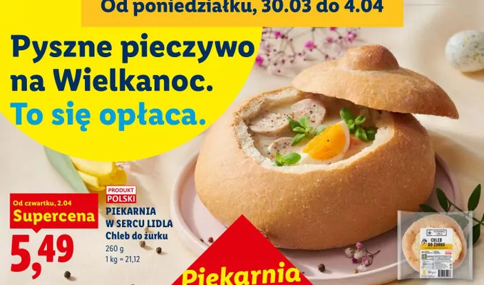 Pieczywo chleb do żurku w sercu promocja w Lidl