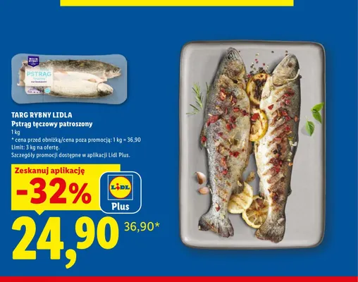 Pstrąg tęczowy patroszony Targ Rybny Lidla promocja w Lidl