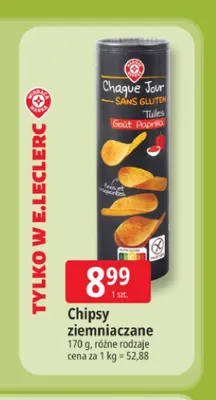 Chipsy ziemniaczane Chaque Jour papryka promocja w Leclerc