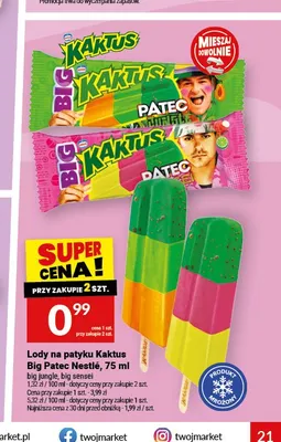 Lody na patyku Kaktus Big Patec Nestlé big jungle promocja w Twój Market