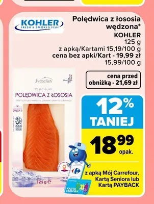 Polędwica z łososia wędzona Kohler promocja w Carrefour