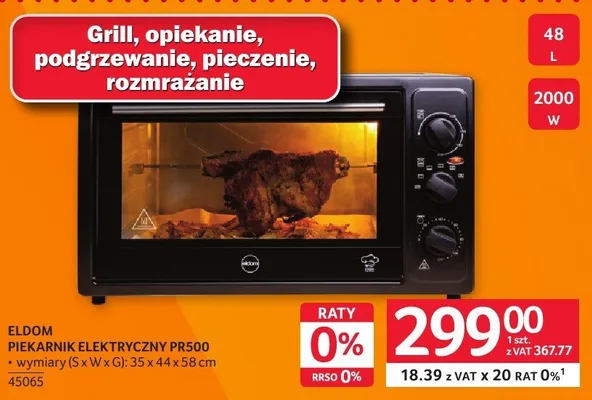 Piekarnik elektryczny ELDOM PR500 promocja w Selgros