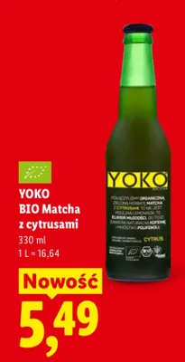 Napój YOKO BIO Matcha z cytrusami promocja w Lidl