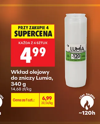 Wkład olejowy do zniczy Lumia 340 g promocja w Biedronka