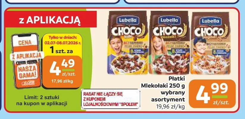 Płatki Mlekołaki Lubella Choco pięciokąty promocja w Społem Częstochowa