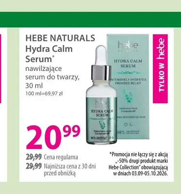 Hydra Calm Serum nawilżające serum do twarzy Hebe Naturals promocja w Hebe