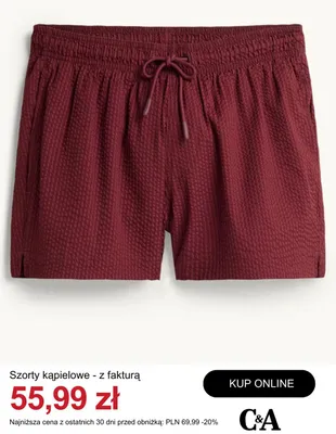 Szorty kąpielowe z fakturą C&A promocja w C&A