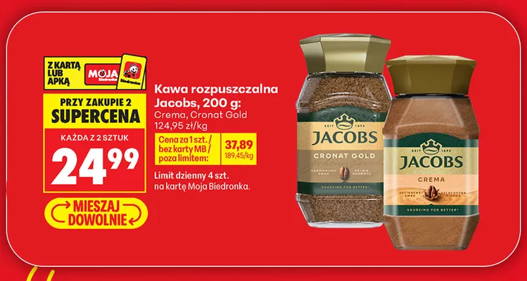 Kawa rozpuszczalna Jacobs Crema promocja w Biedronka