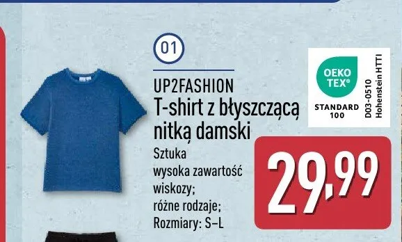 T-shirt z błyszczącą nitką damski UP2FASHION promocja w Aldi
