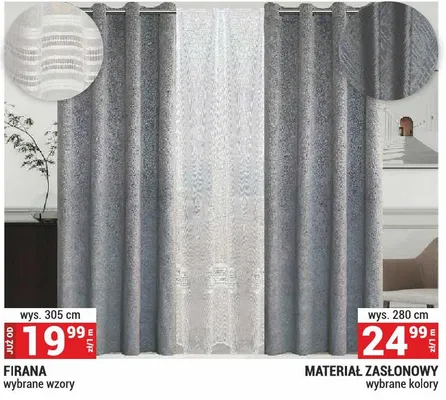 Materiał zasłonowy wys. 280cm promocja w Merkury Market