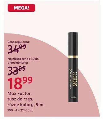 Tusz do rzęs Max Factor 2000 Calorie promocja w Rossmann