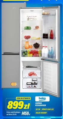 Lodówka Beko RCSA300K40SN 181cm oświetlenie LED kolor srebrny promocja w RTV EURO AGD