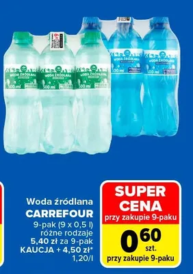 Woda źródlana niegazowana Carrefour promocja w Carrefour Market