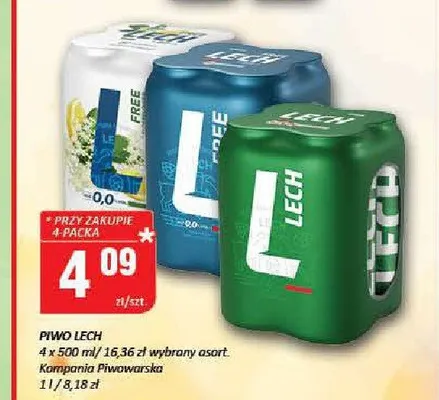 Piwo Lech 4-pak 500ml promocja w Chorten