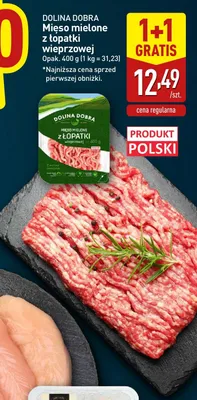 Mięso mielone z łopatki wieprzowej Dolina Dobra promocja w Aldi