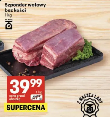 Szponder wołowy bez kości promocja w Delikatesy Centrum