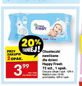 Chusteczki nawilżane dla dzieci Happy Fresh promocja w Twój Market