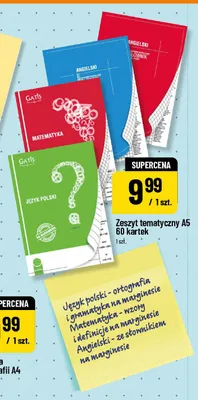 Zeszyt tematyczny A5 60 kartek matematyka Gatis promocja w POLOmarket