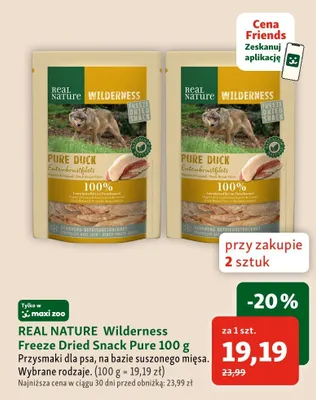 Przysmak dla psa REAL NATURE Wilderness Freeze Dried Snack Pure promocja w MAXI ZOO