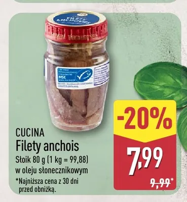 Filety anchois w oleju słonecznikowym Cucina promocja w Aldi