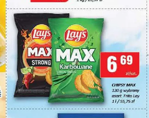 Chipsy Lay's Max karbowane zielona cebulka promocja w Chorten