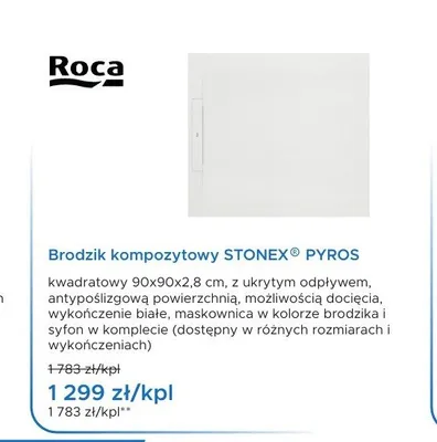 Brodzik kompozytowy Roca Stonex Pyros promocja w Blu Salony Łazienek