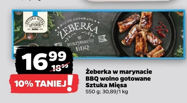 Żeberka w marynacie BBQ wolno gotowane promocja w Netto