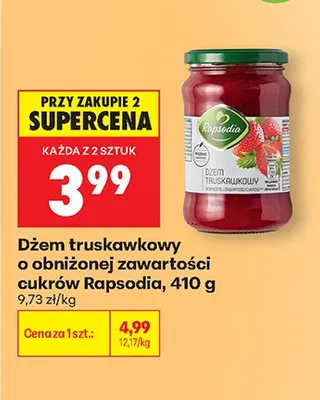 Dżem truskawkowy o obniżonej zawartości cukrów Rapsodia promocja w Biedronka