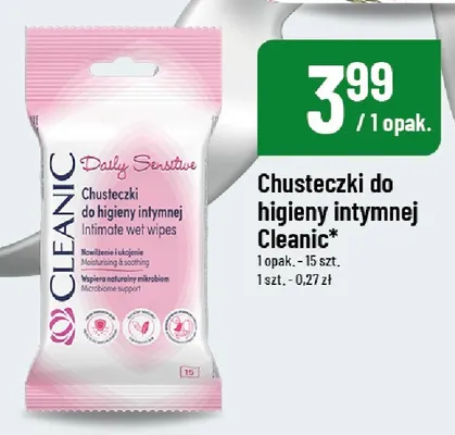 Chusteczki do higieny intymnej Cleanic Daily Sensitive promocja w POLOmarket