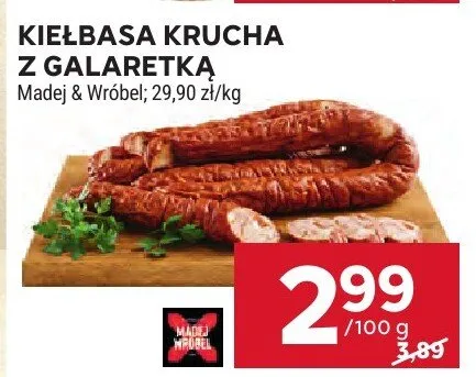 Kiełbasa drobiowa z fetą i szpinakiem Madej & wróbel promocja w Stokrotka
