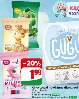 Pieluchy Gugu love & care promocja w Dino