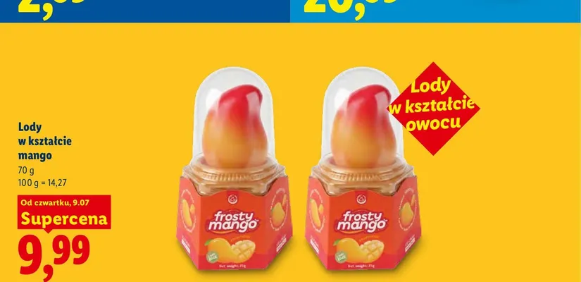 Lody w kształcie mango Frosty promocja w Lidl