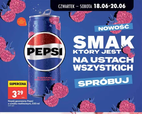 Napój gazowany Pepsi o smaku malinowym promocja w Biedronka