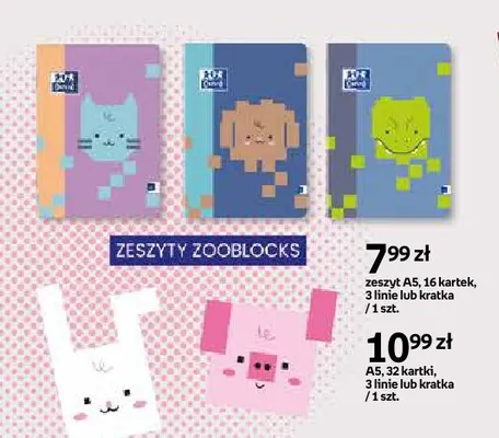 Zeszyt A5 Oxford Zooblocks 32 kartki 3 linie promocja w Empik
