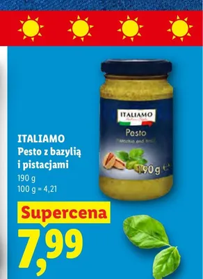 Pesto z bazylią i pistacjami Italiamo promocja w Lidl