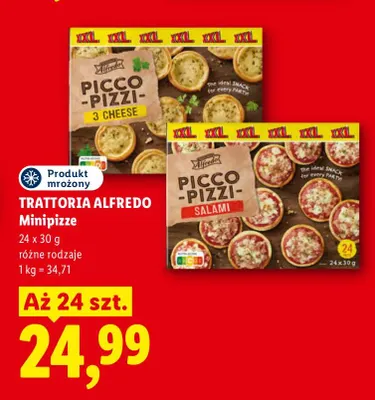 Minipizze Picco-Pizzi 3 Cheese 24-pak Trattoria Alfredo promocja w Lidl