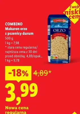 Makaron orzo z pszenicy durum Combino promocja w Lidl