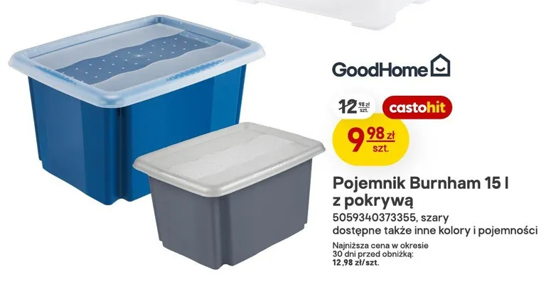 Pojemnik GoodHome Burnham 15 l z pokrywą promocja w Castorama