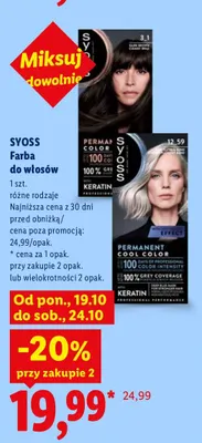 Farba do włosów Syoss Permanent Color 3-1 Ciemny brąz promocja w Lidl