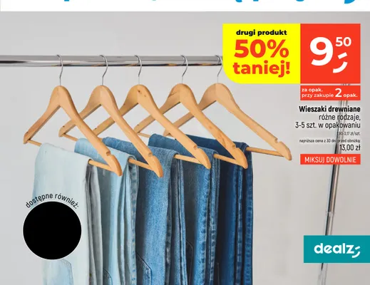 Wieszaki drewniane promocja w Dealz