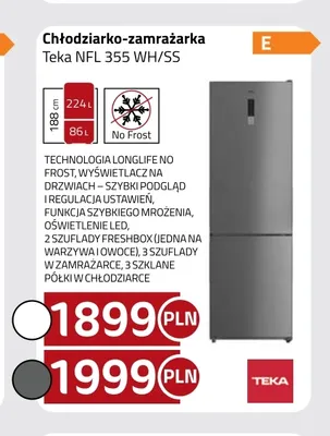 Chłodziarko-zamrażarka Teka Nfl 355 Ss promocja w kakto.pl