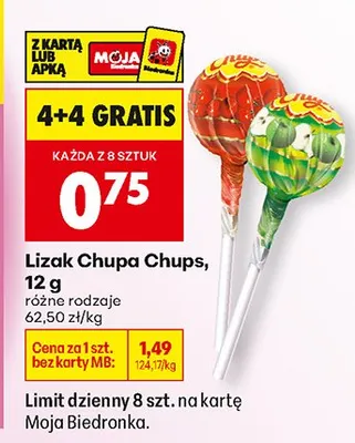 Lizak, różne rodzaje 4+4 GRATIS promocja w Biedronka