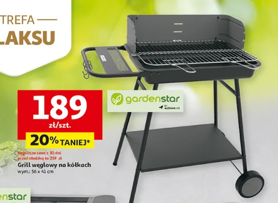 Grill węglowy na kółkach Gardenstar promocja w Auchan