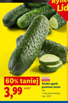 Ogórki gruntowe Ryneczek Lidla polskie promocja w Lidl