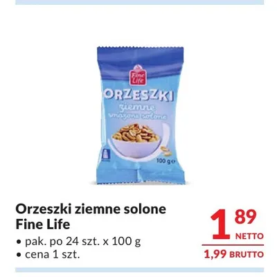 Orzeszki ziemne solone Fine Life promocja w Makro